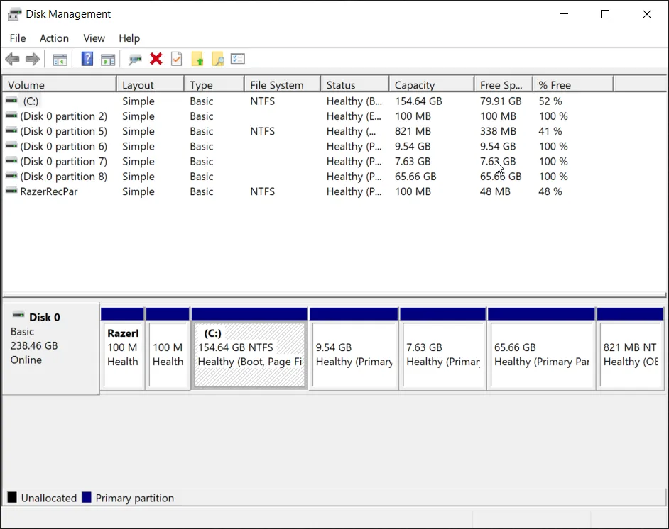 Disk Management Window
